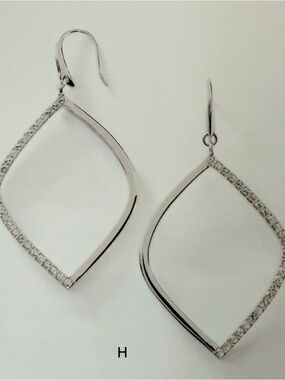 Touchstone Crystal Silver-Tone Curved Diamond Frame Drop Earrings